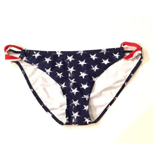 XS NEW USA Flag Patriotic Bikini Bottom Loop …